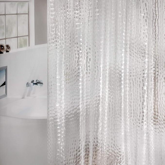 WELTRXE EVA Shower Curtain Liner with Magnets, 72 x 78 Inch Waterproof 3D Water Cube Clear Bathroom Shower Curtains, No Chemical Smell, Heavy Duty, Extra Long for Shower Stall, Bathtubs, 12 Hooks - ModernBath