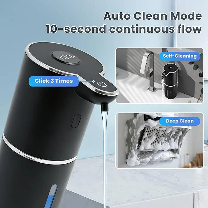 Automatic Soap Dispenser, Touchless Liquid Soap Dispensers, USB Rechargeable, 6-Level Adjustable Volume Control, 12.8oz/380ml, Wall Mount for Kitchen, Bathroom, Free Liquid Dispenser Stickers (Black) - ModernBath