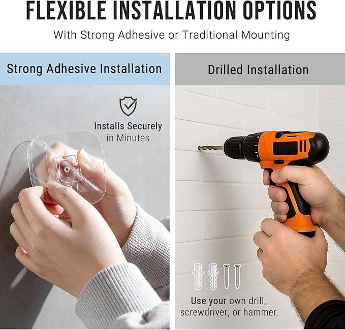 G-Promise All Metal Handheld Shower Head Holder, Adjustable Wall Mount Shower Wand Bracket, Strong Adhesive Disc Mount or Drill Installation (Brushed Nickel) - ModernBath