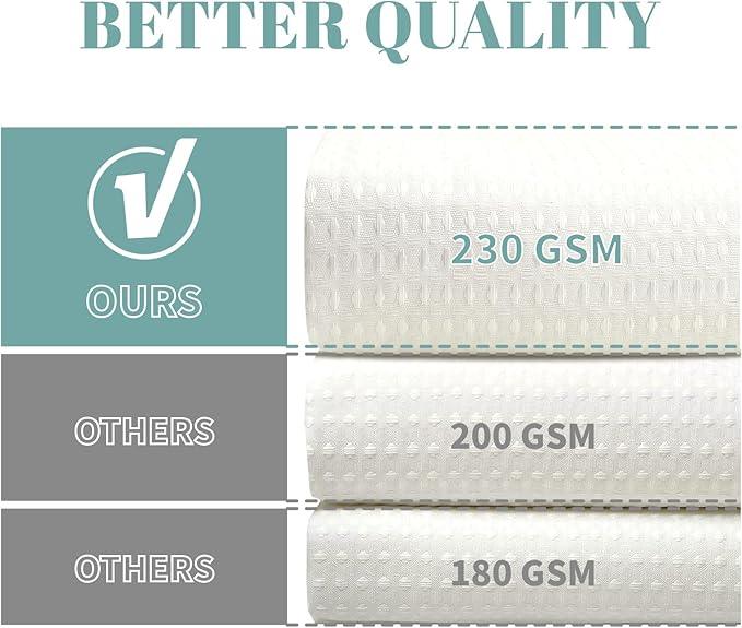 eachope Cream Extra Long No Hook Waffle Weave Shower Curtain with snap-in Liner Replacement, 230GSM Waterproof Fabric Hotel Shower Curtain Set for Bathroom, Through Mesh Top Window,71Wx86H - ModernBath