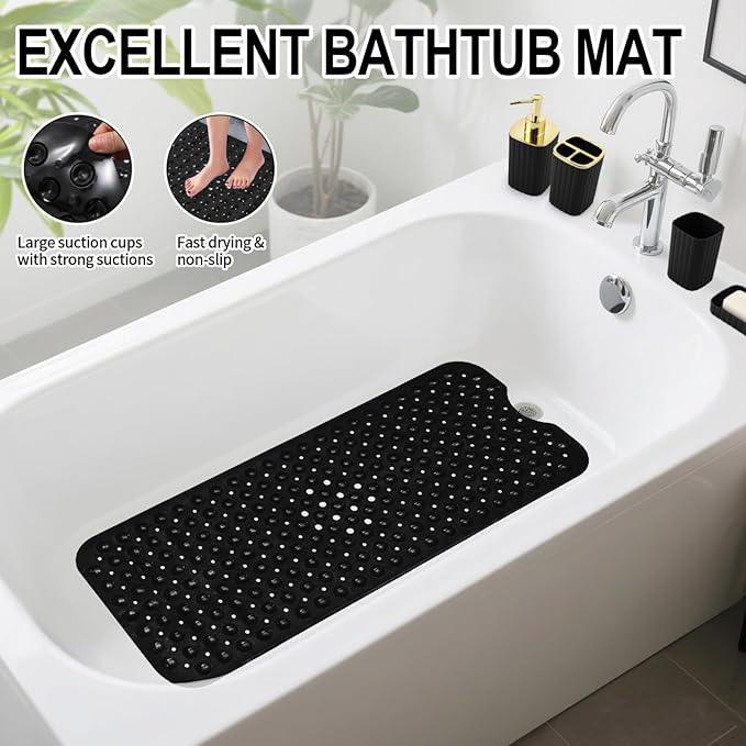 XLHOMO 26PC Bathroom Accessories Set - Gorgeous Black Bathroom Set, Bathroom Accessory Set, Black Shower Curtain Set with Bathtub Mats for Shower Tub - ModernBath