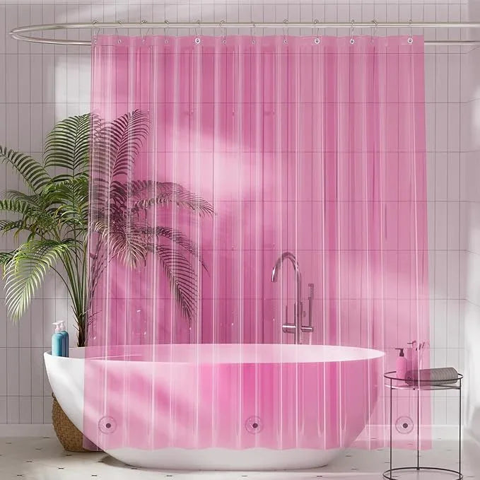 Titanker Shower Curtain Liner, Plastic Shower Liner PEVA 72 x 72 Lightweight Waterproof Shower Curtains for Bathroom with Magnets and Grommets, Clear Pink - ModernBath