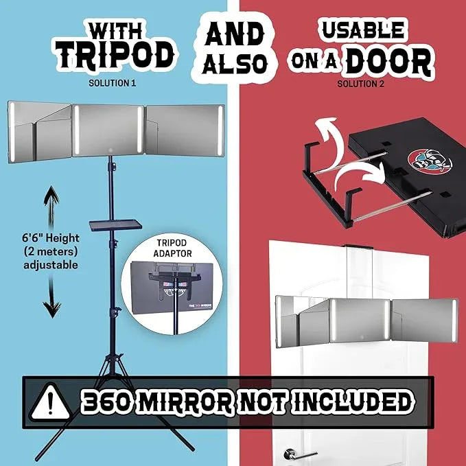 LIPFISBARBERSHOP.COM Tripod Adapter for Standard Size 360° Mirror – Compatible with Adjustable Tripods for Stable, Precise Positioning - ModernBath