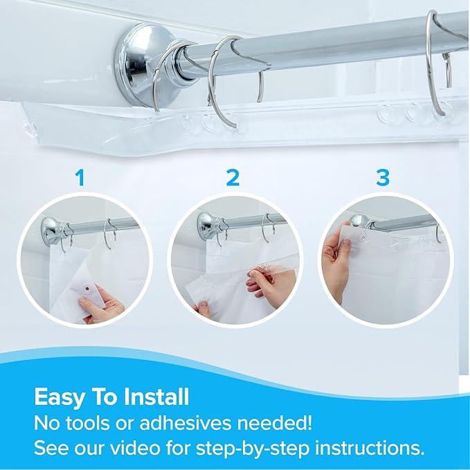 SlipX Solutions No Mess Splash Guard for Shower & Bathtub Curtain Liners | Bath Accessories to Keep Water Where It Belongs for A Non-Slip Bathroom Floor | Adhesive Free, Easy to Attach | 2 Per Pack - ModernBath