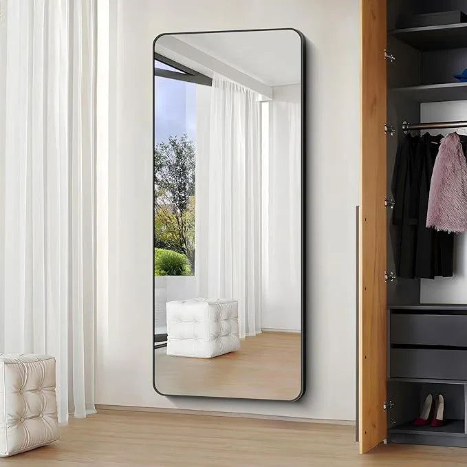 CIVENO Large Bathroom Mirror, 72x30 inch Black Metal Frame Rectangular Vanity Mirror, Rounded Corner Wall Mounted Rectangle Mirrors for Bedroom Living Room Hangs Horizontal Or Vertical - ModernBath