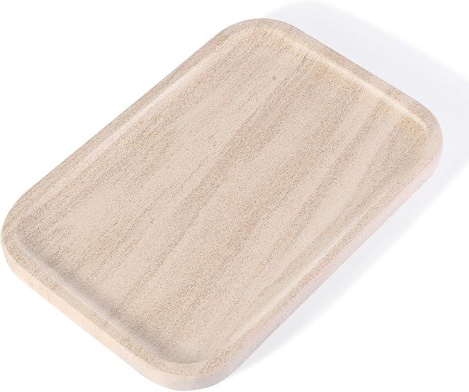 Karibiber Marble Vanity Tray, Bathroom Tray Countertop, Decorative Dresser Organizer, Perfume, Jewelry Holder, Beige Stone Serving for Kitchen Sink Storage(MOCA Cream) - ModernBath