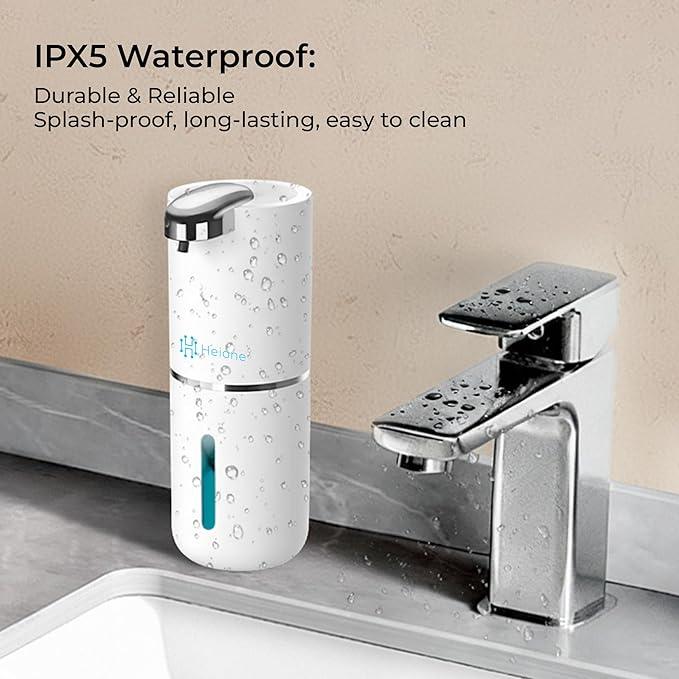 Heione Automatic Touchless Foam Soap Dispenser, White, 12.8 oz / 380 mL, USB C Rechargeable, Infrared Motion Sensor, Suitable for Bathrooms, Sinks, Kitchen, Wall Mount or Countertop (White (Foamy)) - ModernBath