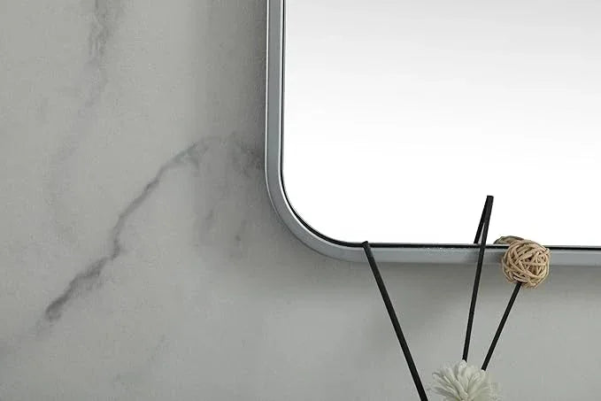 ARS Concepts Aura, Soft Corner Metal Square Mirror 30X30 Inch in, Modern, Silver - ModernBath