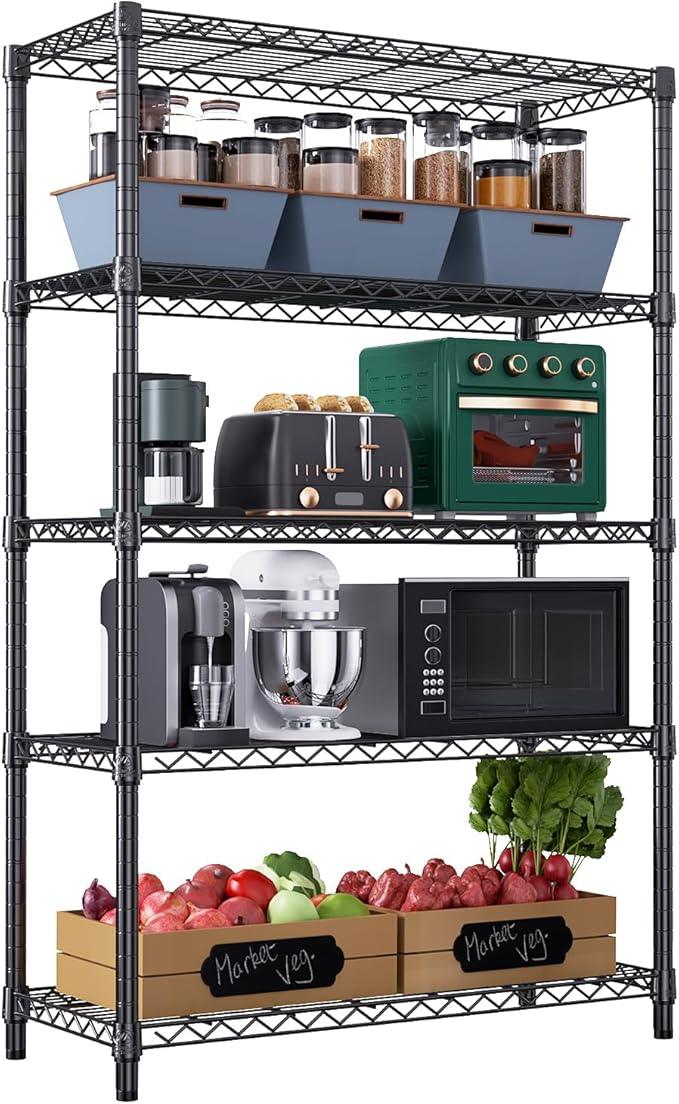 1750 lbs Steel Storage Shelving 5-Tier Utility Shelving Unit Steel Organizer Wire Rack for Home,Kitchen,Office,Garage, 1750 LBS Capacity 17.7" D x 47.2" W x 72.3" H - ModernBath