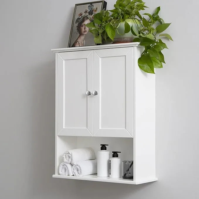 White Bathroom Wall Cabinet Over The Toilet Storage Cabinet, 24x30 Inch Wood Medicine Cabinets Wall Mounted Bathroom Cabinet with Doors for Laundry Room, Bedroom Kitchen - ModernBath