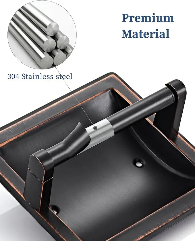 Toilet Paper Holder 2 Pack, Recessed Pivoting Toilet Paper Holder Wall Mount Stainless Steel for Large Rolls in Bathroom (Oil Rubbed Bronze) - ModernBath