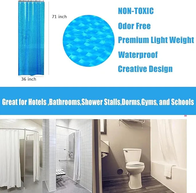 EVA Shower Curtain Liner Blue Shower Curtain 3D Water Cube Clear Shower Curtains for Bathroom with 6 Rust Proof Metal Grommets,Clear EVA Shower Liner for Girly Bathroom Shower Stall 36x71 Inches - ModernBath