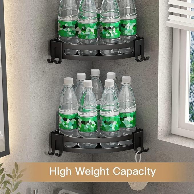 VOLPONE 3-Pack Black Triangle Shower Caddy, 3-Tier Corner Shelves, Rustproof Shower Storage Rack, Drill Free Wall Mount Shower Organizer, 40lbs Load Capacity - ModernBath