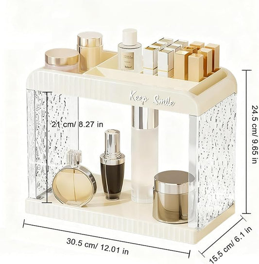 Bathroom Counter Organizer, 2-Tier Acrylic Storage Organizer for Makeup Perfume Lipstick, Skincare Organizers Shelf, Vanity Storage Tray for Bedroom, Living Room, Spice Racks, Coffee Bar