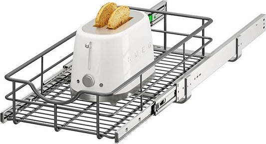 ALINE FURNITURE Pull Out Shelves - 11" W x 22" D Soft Close Pull Out Cabinet Organizer 1 Tier - Slide Out Drawers with Shelf Liner, Heavy Duty Steel Wire Baskets for Kitchen Cabinets, Pantry, Bathroom - ModernBath