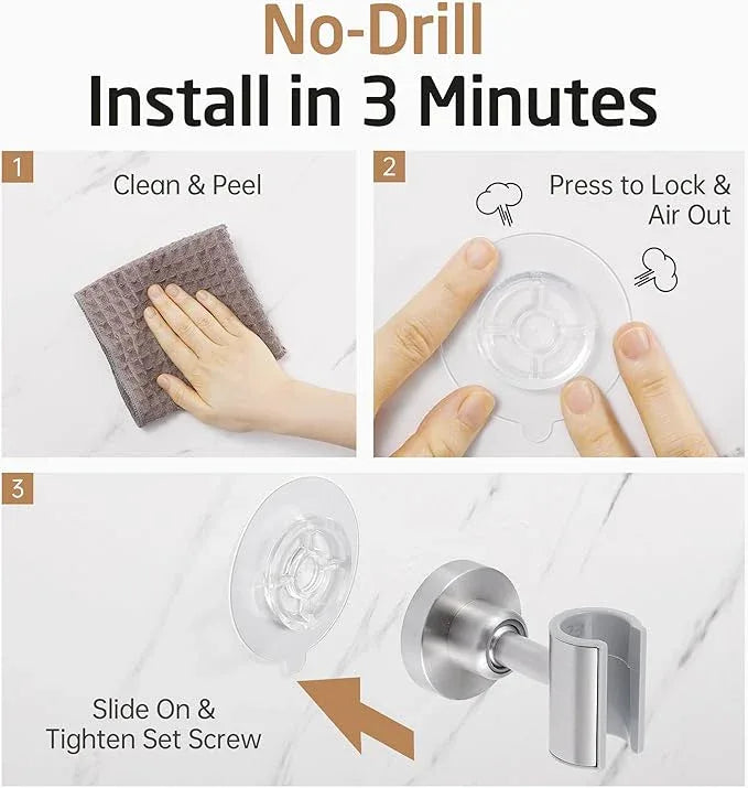KES All Metal Shower Head Holder Adhesive, Handheld Shower Head Holder Wall Mount with Dual-Size Opening for Standard & Oversized Shower Hose, Adjustable Shower Wand Holder, Brushed Steel, C208DF-BS - ModernBath