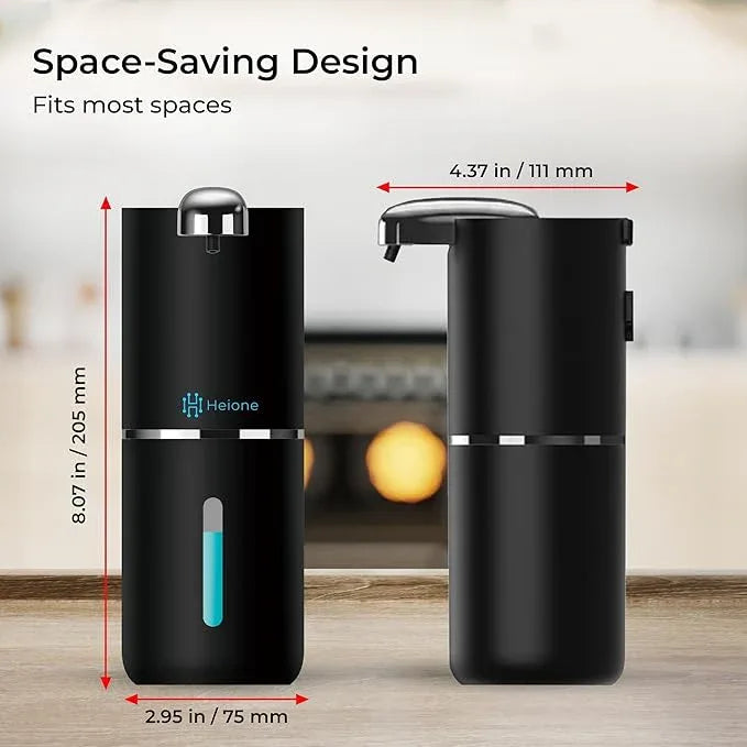 Heione Automatic Touchless Foam Soap Dispenser, Black, 12.8 oz / 380 mL, USB C Rechargeable, Infrared Motion Sensor, Suitable for Bathrooms, Sinks, Kitchen, Wall Mount or Countertop (Black (Foamy)) - ModernBath