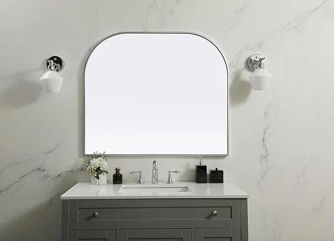 Illuminate, Metal Frame Arch Mirror 40X34 Inch in, Modern, Silver - ModernBath
