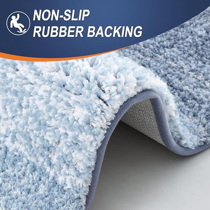 OLANLY Bathroom Rug Mat 30x20, Extra Soft and Absorbent Microfiber Bath Rugs, Non-Slip Plush Shaggy Bath Carpet, Machine Wash Dry, Bath Mats for Bathroom Floor, Tub and Shower, Blue - ModernBath