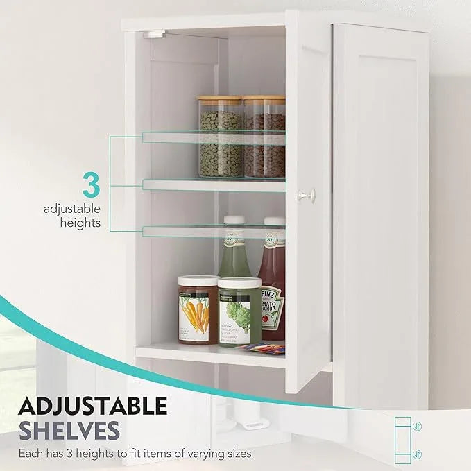Vongrasig Tall Bathroom Storage Cabinet, 64”H Narrow Storage Unit for Small Spaces, Freestanding Modern Cabinet with Adjustable Shelves for Bathroom, Living Room, Kitchen, White - ModernBath