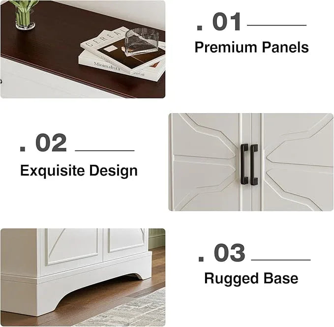 Buffet Cabinet with Storage, Coffee Bar with Drawer & Adjustable Shelf, Modern Sideboard for Kitchen, Living Room, White - ModernBath