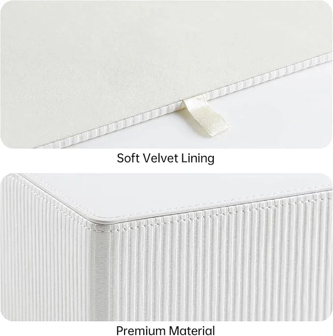 Cretkhp PU Leather Tissue Box Cover Rectangle with Magnetic Closure, Modern Tissue Box Holder for Bathroom NightStands Livingroom, Decorative Tissue Holder for 120(3-Ply)/160(2-Ply) Tissue Box (White) - ModernBath