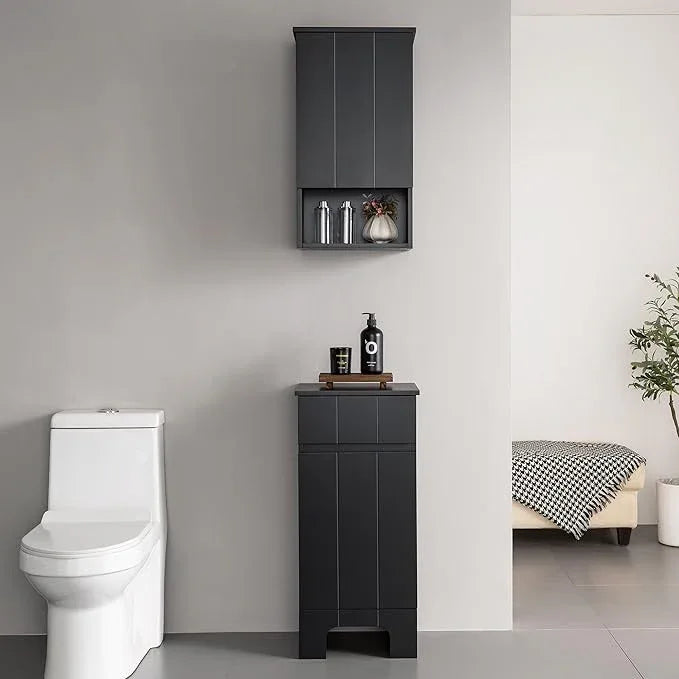 Bathroom Wall Cabinet with Single Door, Soft-Close Hinges, 15x27 inch Wooden Medicine Cabinet for Small Kitchen, Laundry, Entryway, Durable MDF Construction - ModernBath