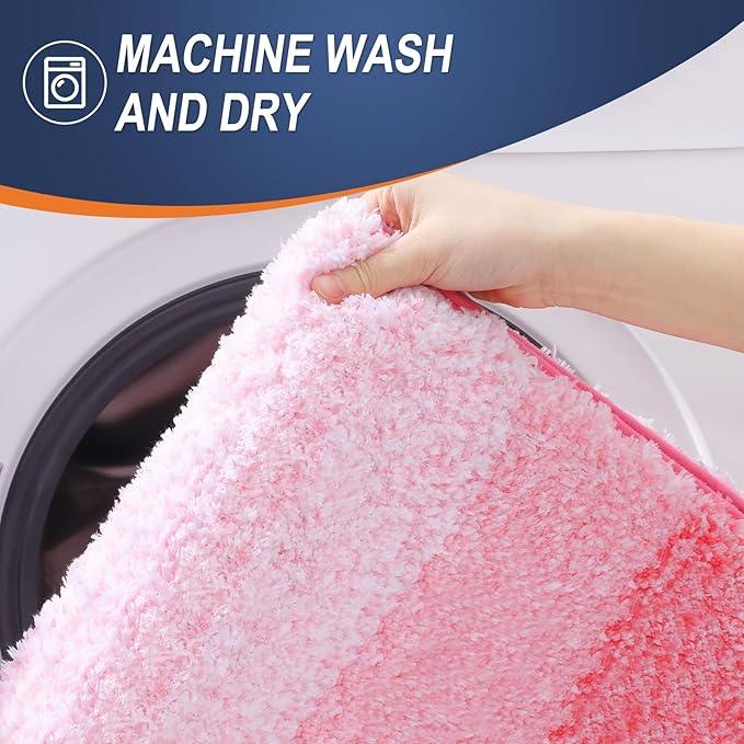 OLANLY Bathroom Rugs Mat 30x20, Extra Soft Absorbent Microfiber Bath Rugs, Rubber Backing, Quick Dry, Machine Washable Bath Mats for Bathroom Floor, Tub and Shower, Home Decor Accessories, Pink - ModernBath