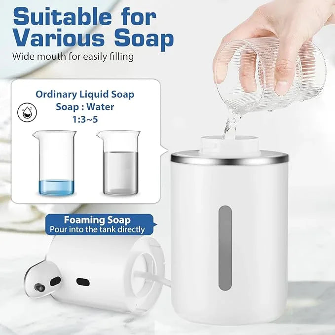 XINKORA Automatic Foaming Soap Dispenser, LED Display Touchless Foam Hand Soap Dispenser for Bathroom Countertop, Kitchen, 6-Level Adjustable,380ML, Rechargeable(White) - ModernBath