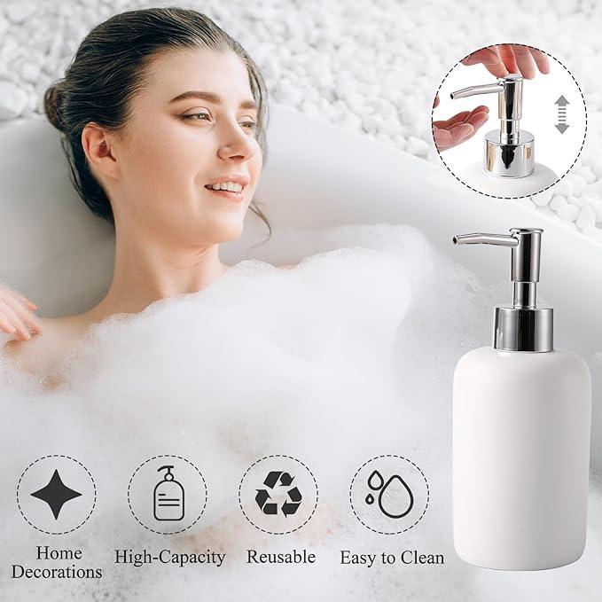 21 Pcs Bathroom Accessory Set with Waterproof Shower Curtain and Non Slip Mat,Resin Bath Set with Toothbrush Holder and Lotion Soap Dispenser,Bathroom Countertop Organizer Set for Home Apartment - ModernBath