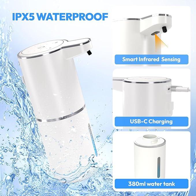 2 Pack Automatic Foaming Soap Dispenser,Touchless Foam Soap Dispenser,12.8oz Rechargeabled Wall Mounted Smart for Bathroom and Kitchen Dish Soap,Easy for Toddlers(White) - ModernBath