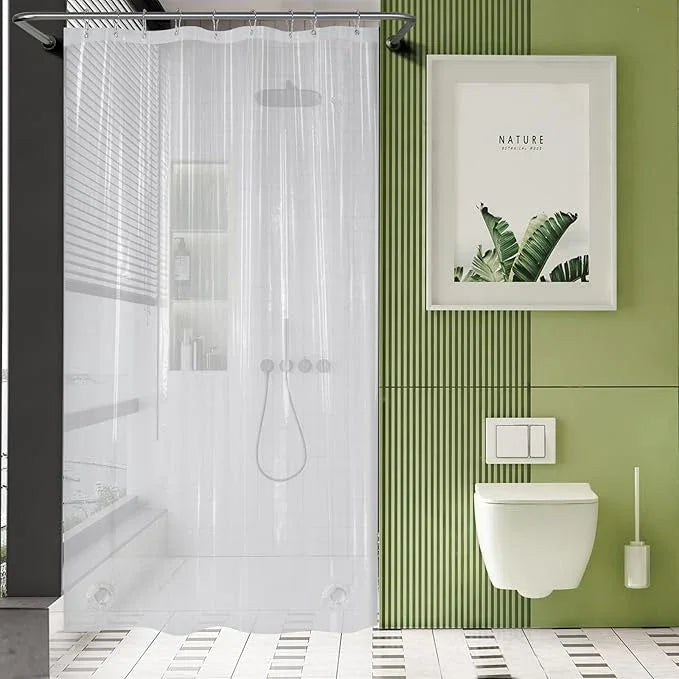 AmazerBath Stall Shower Curtain 54x78, Clear Plastic, Thick PEVA, Heavy Duty with 2 Weighted Stones and 9 Grommets - ModernBath