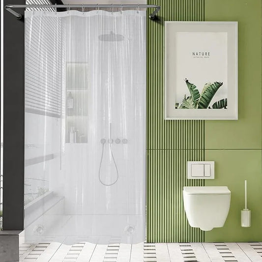 AmazerBath Stall Shower Curtain 54x78, Clear Plastic, Thick PEVA, Heavy Duty with 2 Weighted Stones and 9 Grommets - ModernBath