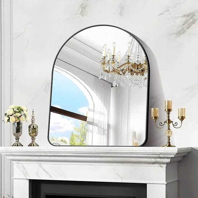 Arched Bathroom Mirror, 30"x36" Black Arched Mirror for Bathroom, Wall Mounted Mirror, Black Vanity Wall Mirror w/Metal Frame for Bedroom, Entryway, Living Room, Hanging or Leaning Against Wall - ModernBath