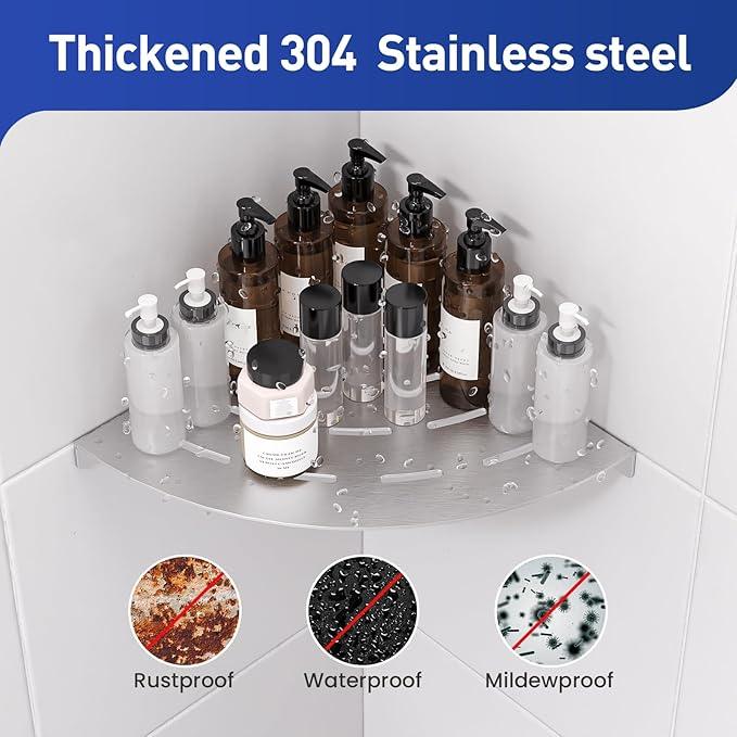Corner Shower Shelves Load Capacity 40 Lbs 304 Stainless Steel Shelf for Shower Will Not Rust 8in Shower Corner Shelf Brushed Nickel Drilling Installation - ModernBath