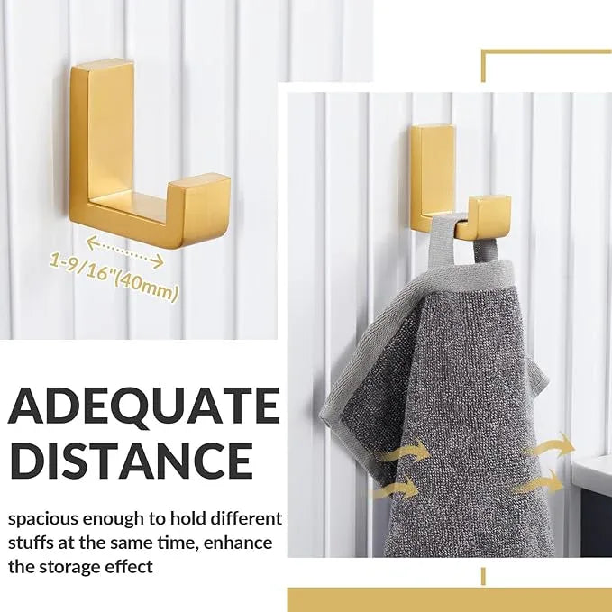 APLusee Robe Towel Hook, 304 Stainless Steel Modern L Shape Practical Coat Hook, Utility Shower Towel Hanger for Bathroom Kitchen Home Storage (Brushed Gold) - ModernBath