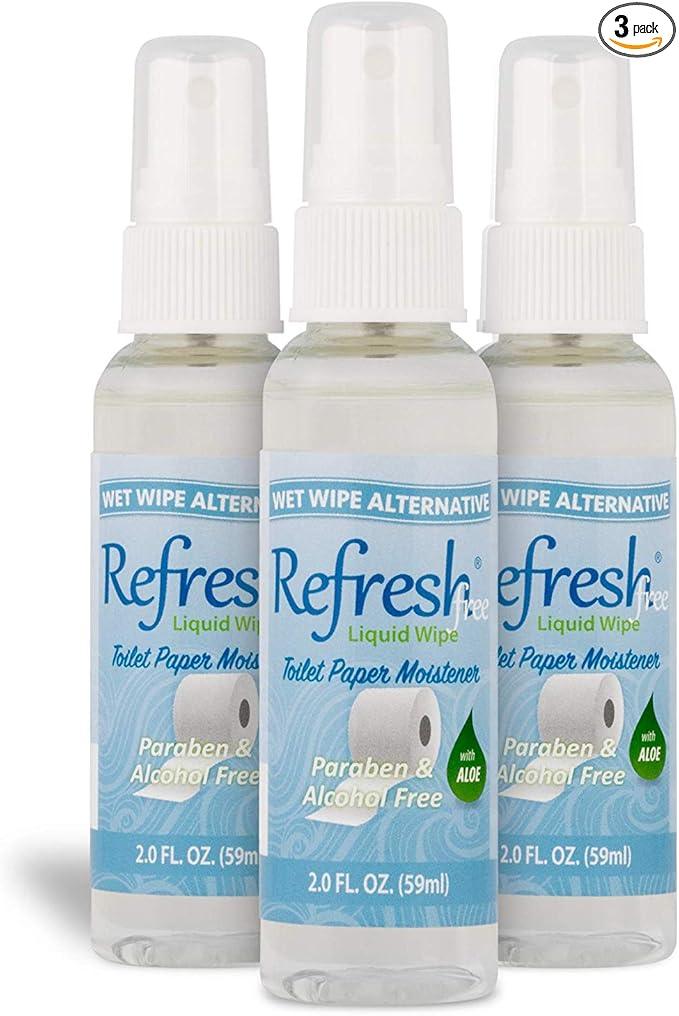 Refresh Liquid Wipe Free - Toilet Paper Spray - Flushable Wet Wipe Alternative for Sensitive Skin with Aloe & Witch Hazel – Eco-Friendly & Septic Safe, 2 oz (3 Pack) - ModernBath