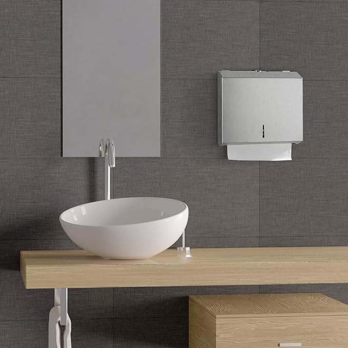 Paper Towel Dispenser Wall Mount - Multifold Trifold Paper Towel Dispensers, Large Capacity Stainless Steel Tissue Holder, Suitable for Bathrooms and Public Places - ModernBath