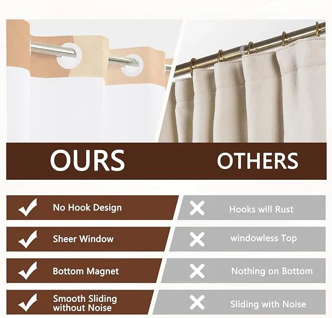 NAEMBCU No Hook Geometric Shower Curtain with Snap-in Liner, Beige Gold Curves Texture Bath Curtain with See Through Top, Waterproof Double Layer for Bathroom Decor, 71 x 74 Inch - ModernBath