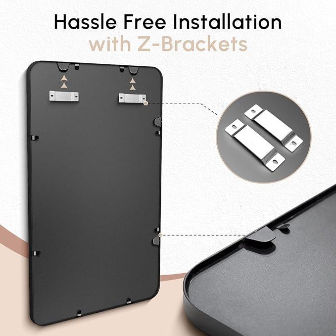 USHOWER 2-Pack Black Bathroom Mirrors Over Sink 22 x 30 Inch, Metal Frame Rectangle Mirror, Modern Farmhouse Vanity Mirror, Wall Mounted for Bedroom, Living Room, Entryway Remodel & Upgrade - ModernBath