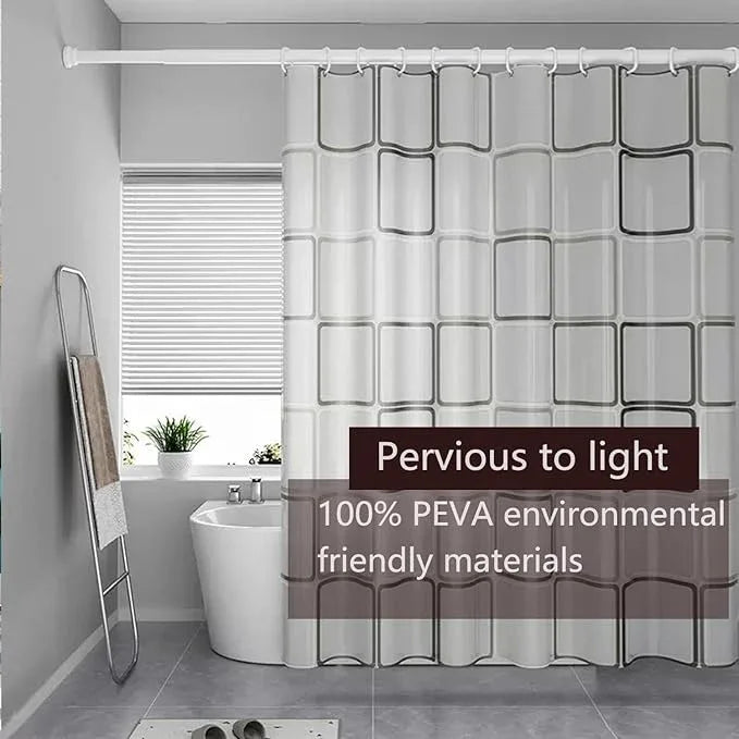 TIKABC Shower Curtain Liner, 4G PEVA Square Shower Liner, Plastic Waterproof Shower Curtains, 72x72 inch with Grommet Holes 3 Magnetic Weights - ModernBath
