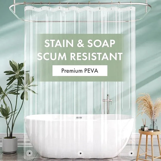 AmazerBath Extra Long Shower Curtain Liner 72x108, Clear Shower Curtain Liner Tall, Waterproof Plastic Shower Liner, Washable PEVA Shower Curtain with 3 Magnets and 12 Rustproof Metal Grommets - ModernBath
