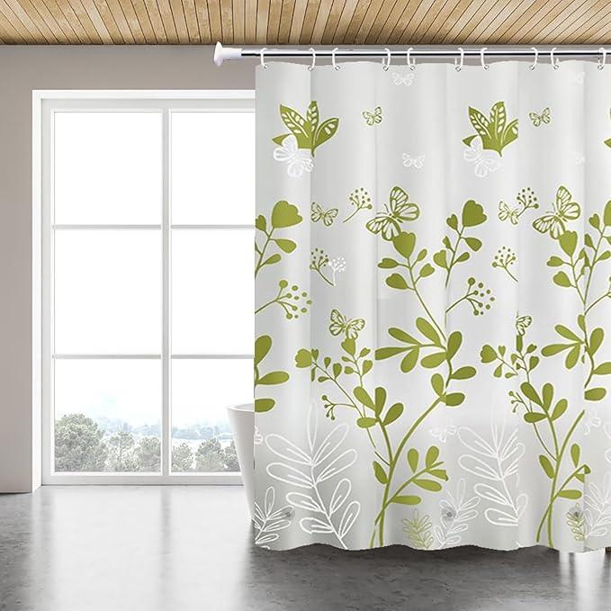 TIKABC Shower Curtain Liner, 4G PEVA Shower Liner, Plastic Waterproof Shower Curtains, with Grommet Holes and 3 Magnetic Weights(Butterfly) - ModernBath