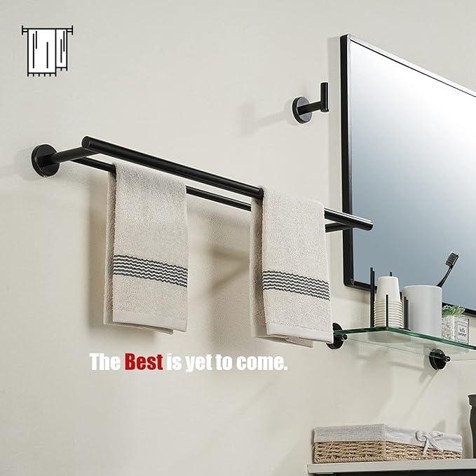 JQK Double Towel Bar, Oil Rubbed Bronze 27 Inch 304 Stainless Steel Thicken 0.8mm Bath Towel Rack for Bathroom, Towel Holder Wall Mount ORB, Useable Length 24 Inch 2 Pack, TB100L24-ORB-P2 - ModernBath