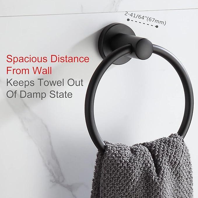 BGL Black Bathroom Towel Holder Black Towel Ring Stainless Steel Towel Ring for Bathroom 2 Pack - ModernBath