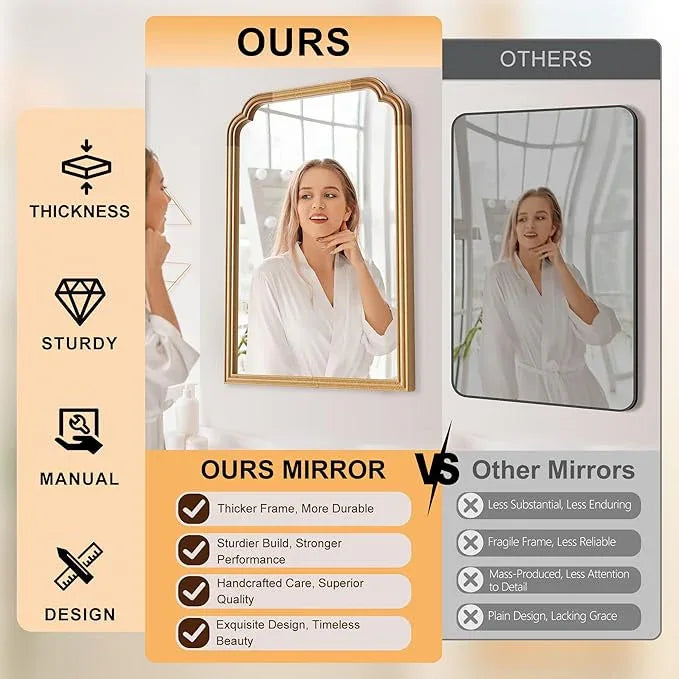 Ferytange Wood Mirror for Bathroom, 24" x 36" Rustic Bathroom Mirrors for Wall Decorative for Living Room or Bedroom Vanity Mirror (Natural Color) - ModernBath