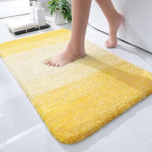 OLANLY Bathroom Rug Mat 24x16, Extra Soft and Absorbent Microfiber Bath Rugs, Non-Slip Plush Shaggy Bath Carpet, Machine Wash Dry, Bath Mats for Bathroom Floor, Tub and Shower, Yellow - ModernBath