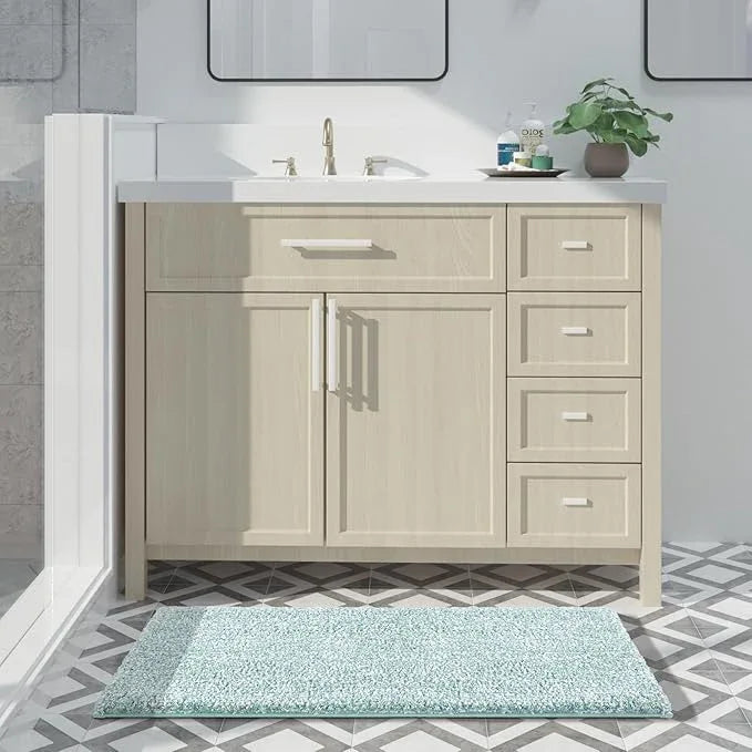 Yimobra Large Bathroom Rugs Non Slip Washable, Soft Absorbent Microfiber Bath Mat,Dual-Tone Decor Rug with Rubber Backing for Bathroom Floor,Tub and Shower,36x24,Home Essentials,Light Blue and White - ModernBath