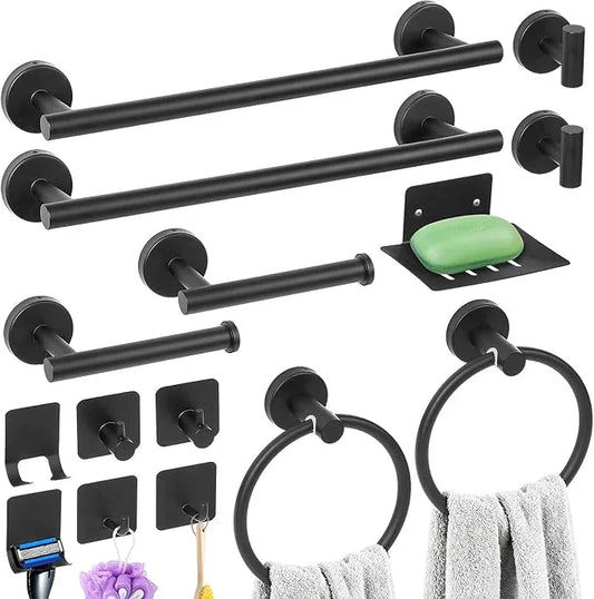 15 Pieces Matte Black Bathroom Accessories Set,Towel Holder for Bathroom Wall,Towel Bar,Stainless Steel Bathroom Sets Accessories, Toilet Paper Holder,Towel Holder for Bathroom Kitchen - ModernBath