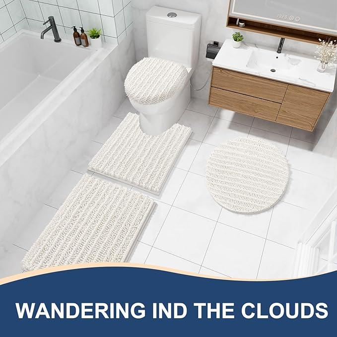 Arotive Luxury Chenille Bathroom Rug Mat, Extra Soft Thick Absorbent Shaggy Bath Rugs, Non-Slip Machine Wash Dry, Plush Bath Mats for Bathroom, Shower and Tub, 36x24, Ivory - ModernBath